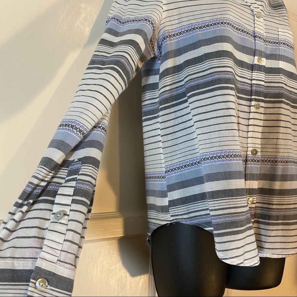 Sanctuary Striped Collared Button Down Top M - image 4